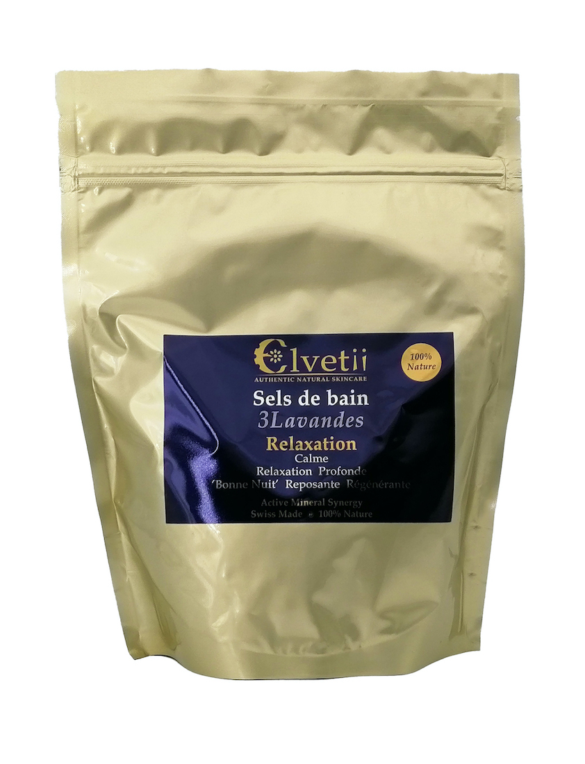 Sels de bain Trois Lavandes en sachet doré